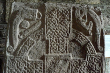 Jonah depicted on a Pictish cross in Fowlis Wester church, Perthshire