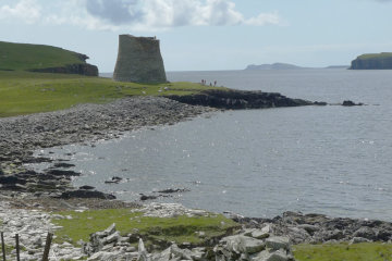 Mousa Broch from the approach to it from the landing stage.